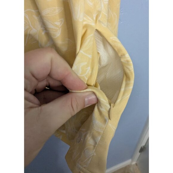 Hang Ten Womens XL Yellow Floral Long Sleeve Top shirt UV Protection Zipper Pock - Picture 4 of 10